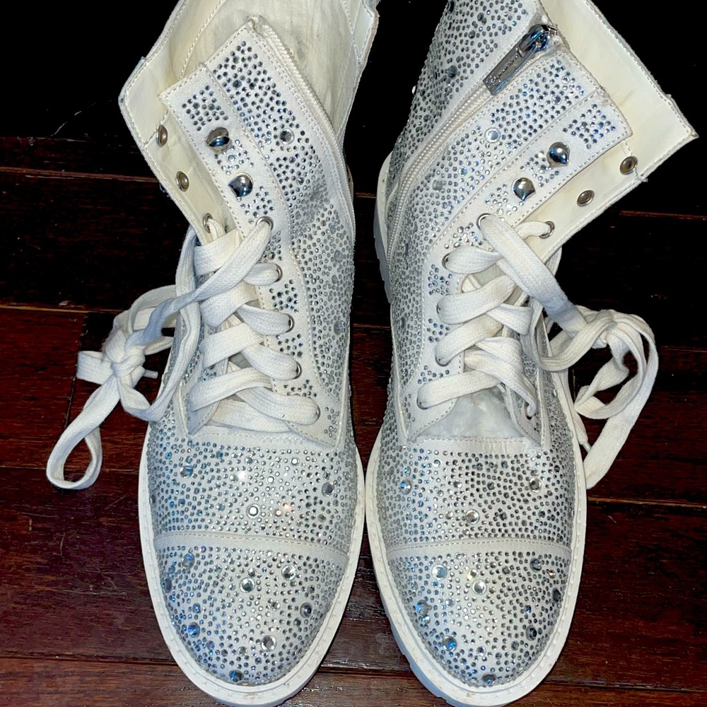 Rhinestone Combat Boots